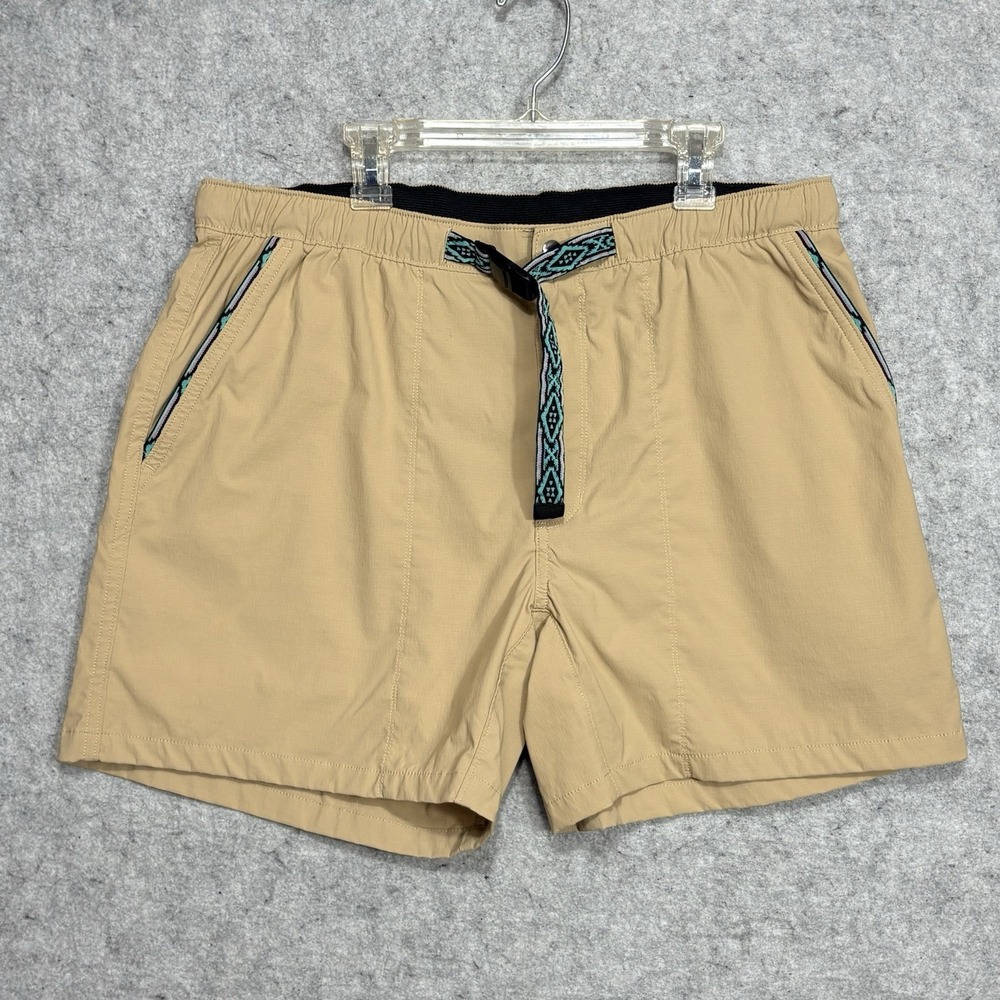 Chubbies Mens XL Khaki 4.5" Shorts Stretch Nylon Aztec Belt Elastic Waist